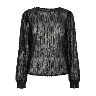 PIECES sequin top zwart