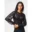 PIECES sequin top zwart