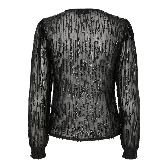 PIECES sequin top zwart