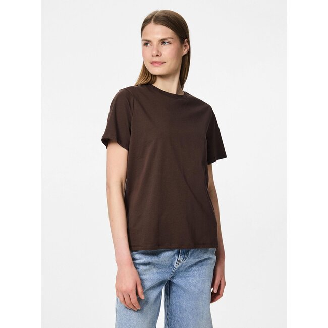 PIECES t-shirt boxy fit bruin