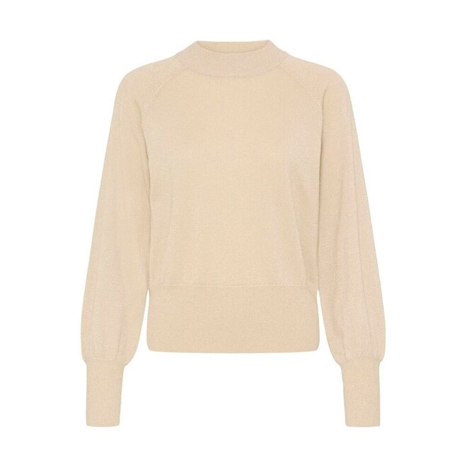 fijngebreide trui met glitter beige