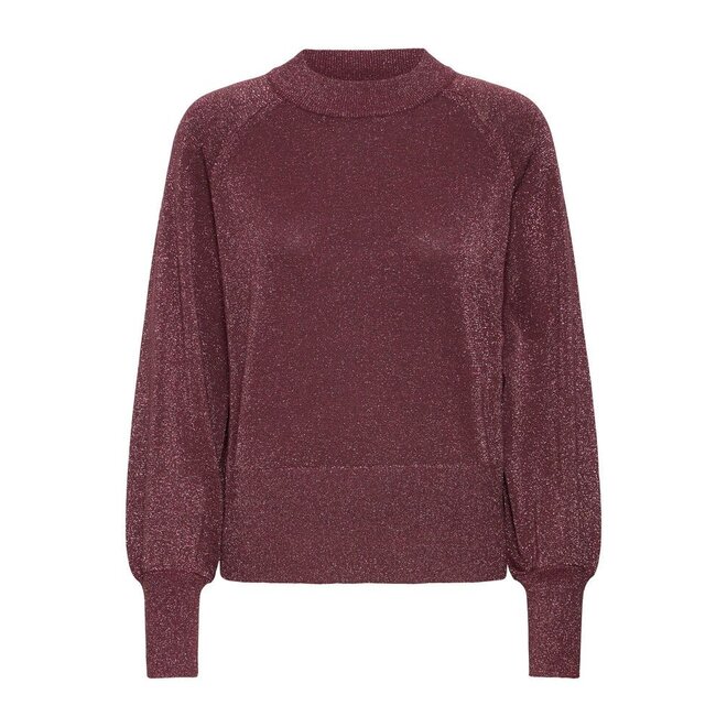 fijngebreide trui met glitter burgundy