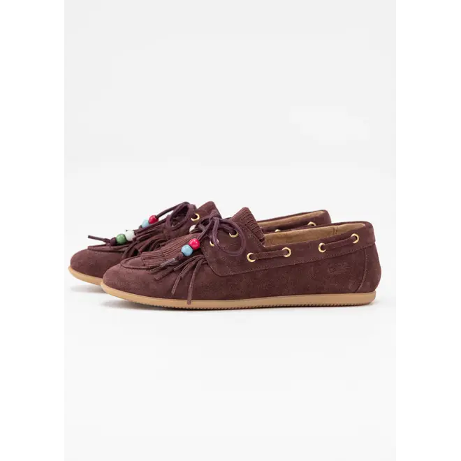 Latty fringes, bordeaux suede