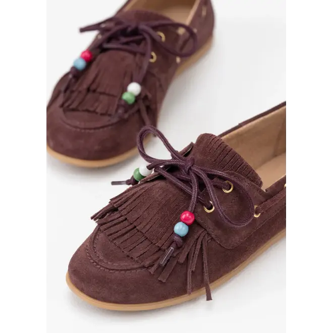 Latty fringes, bordeaux suede