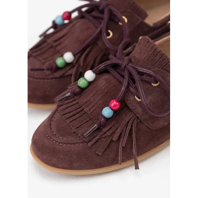 Latty fringes, bordeaux suede