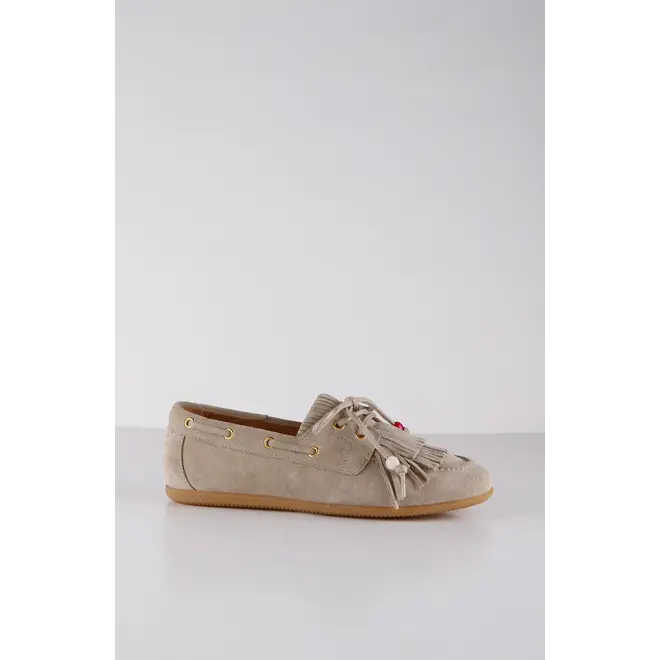 Latty fringes, beige suede