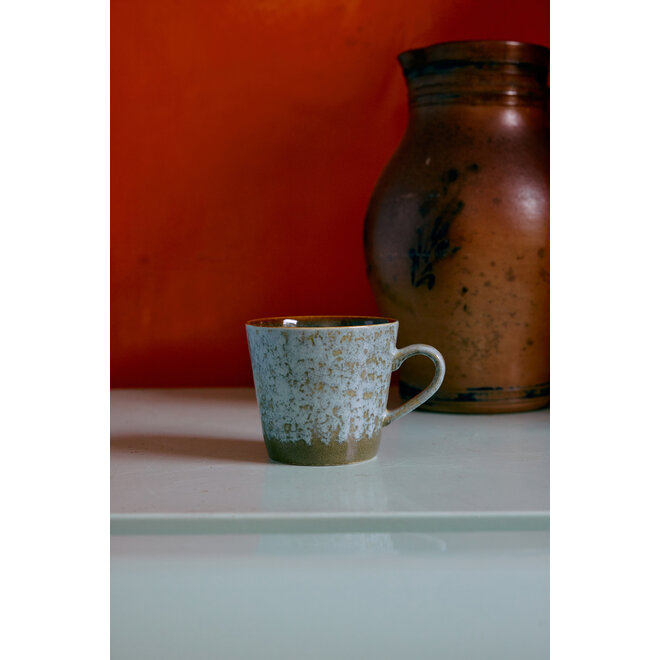 70s ceramics cappuccino mug, verdigris