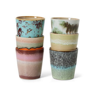 HK Living 70s ceramics: coffee mugs surreal, set of 6