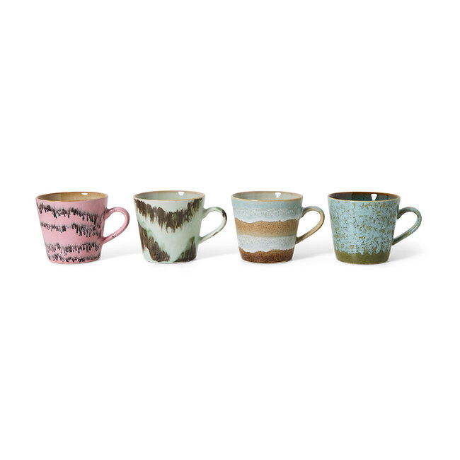 HK Living 70s ceramics: cappuccino mugs dada, set of 4