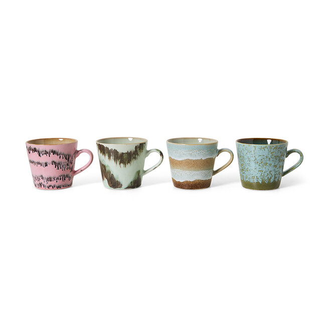 70s ceramics: cappuccino mugs dada, set of 4