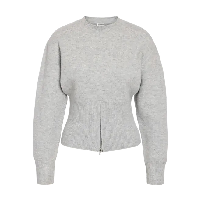 trui met rits grijs melange