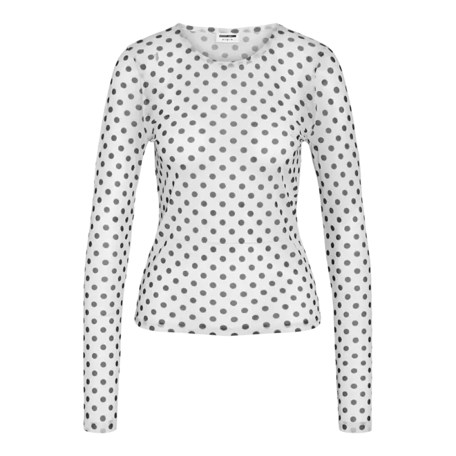 mesh top kleine polkadot wit