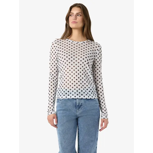 Noisy may mesh top kleine polkadot wit