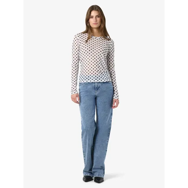Noisy may mesh top kleine polkadot wit