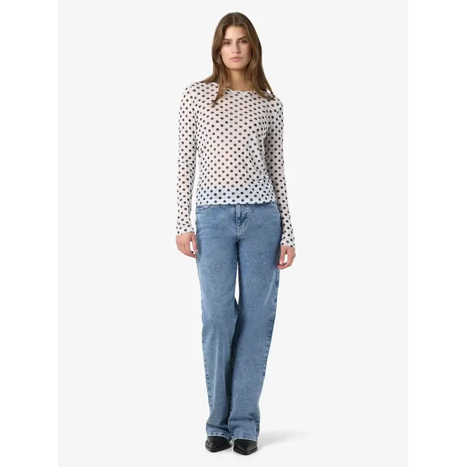 mesh top kleine polkadot wit
