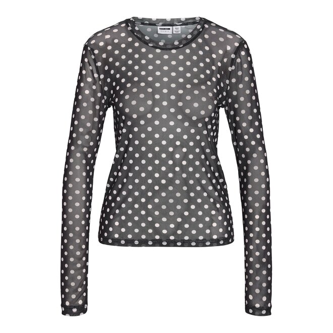 mesh top polkadot klein zwart