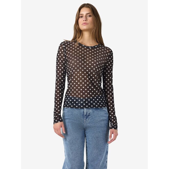 mesh top polkadot klein zwart