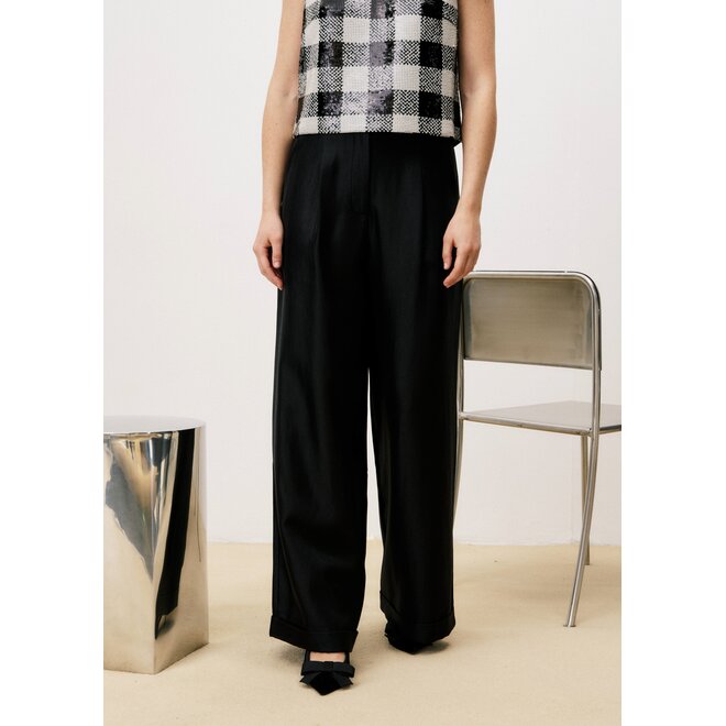 pantalon silk look zwart