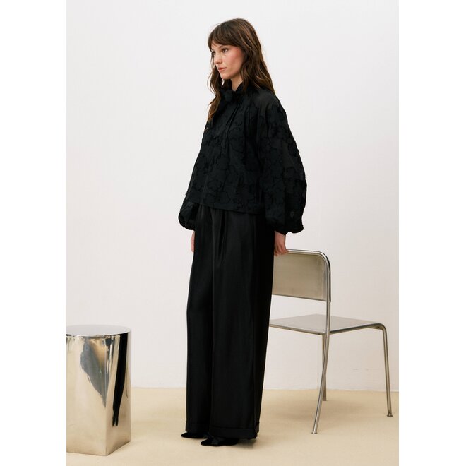 blouse met strik zwart