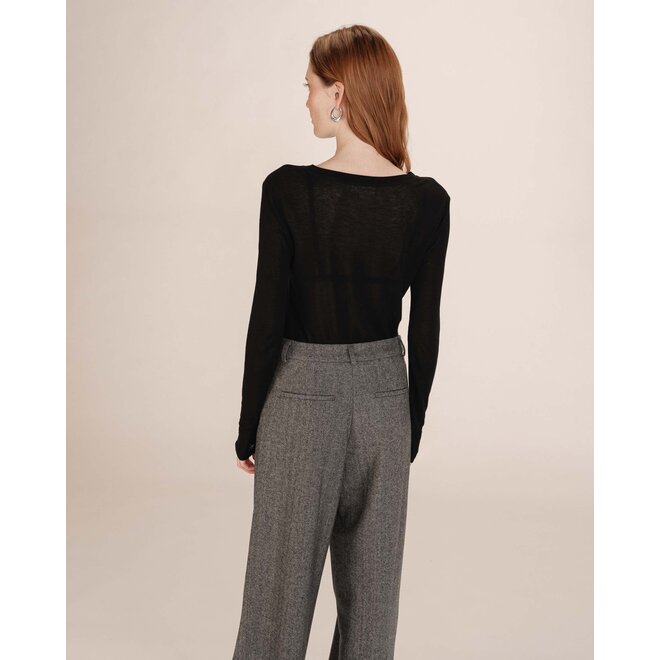 zachte zwarte top met wol