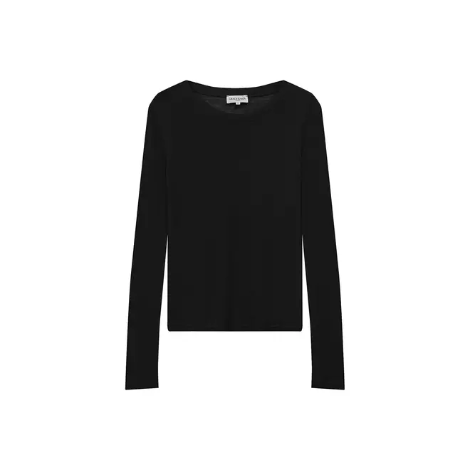 zachte zwarte top met wol