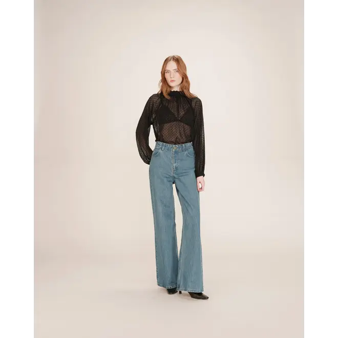 transparante blouse met stippen