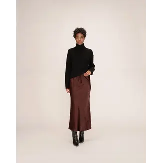 Grace&Mila rok silk look chocoladebruin