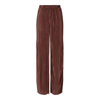 PIECES plisse pants glanzend bruin