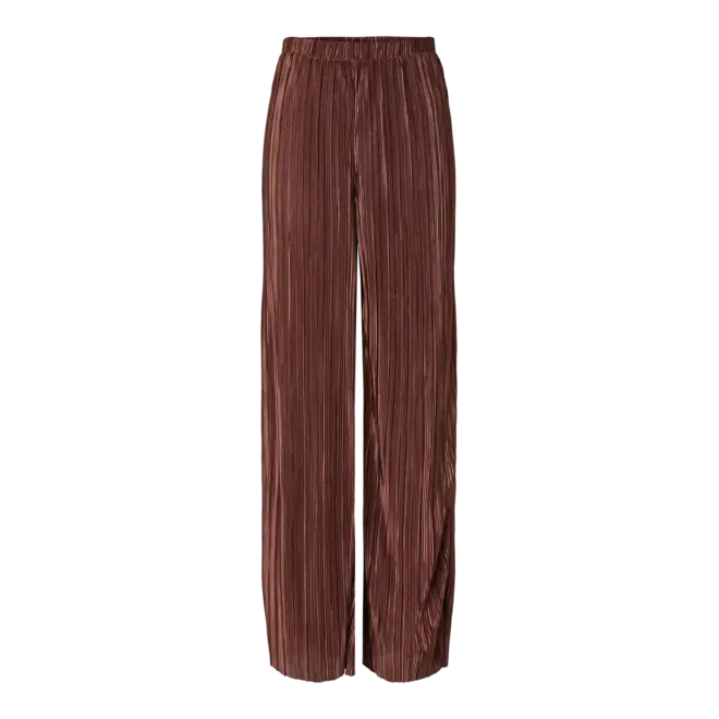 plisse pants glanzend bruin