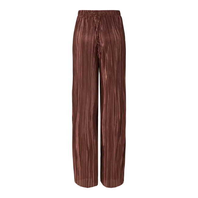 PIECES plisse pants glanzend bruin