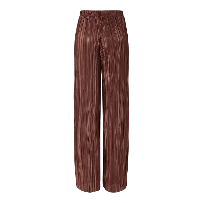 plisse pants glanzend bruin