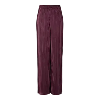 PIECES plisse pants glanzend bordeaux