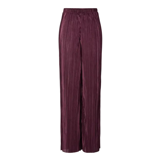 plisse pants glanzend bordeaux