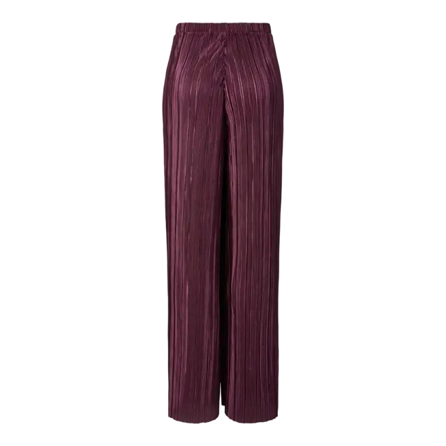 PIECES plisse pants glanzend bordeaux