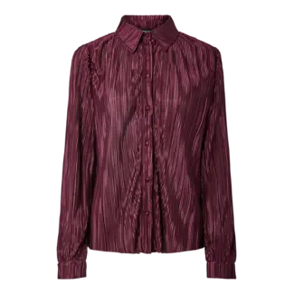 PIECES plisse blouse glanzend bordeaux