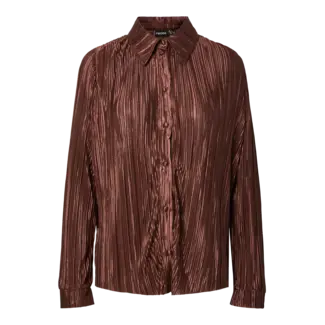 PIECES plisse blouse glanzend bruin