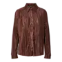 plisse blouse glanzend bruin