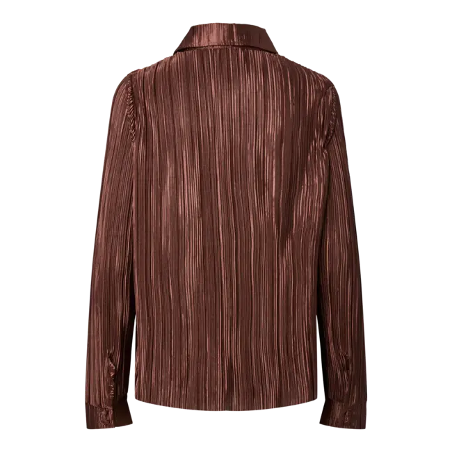 PIECES plisse blouse glanzend bruin