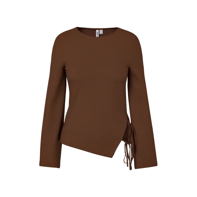 top met strikdetails bruin