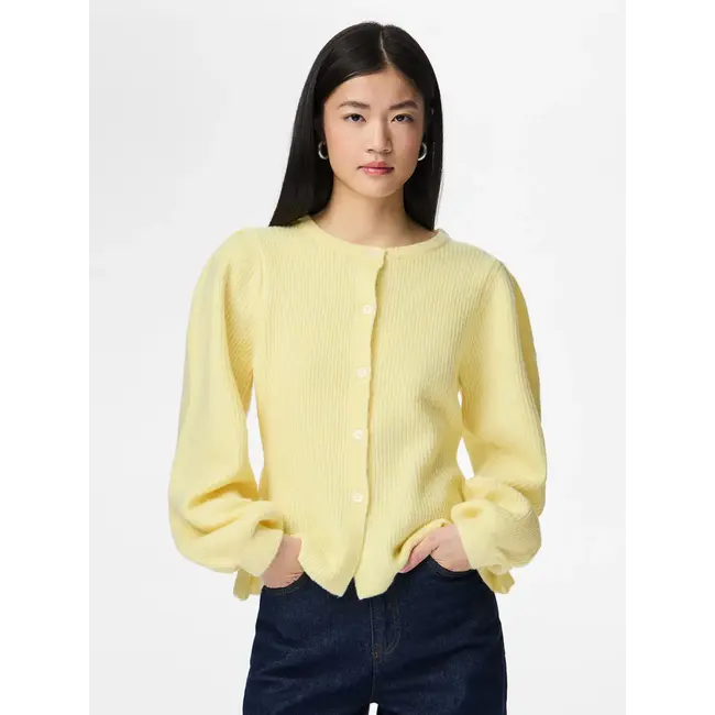 PIECES knit cardigan geel