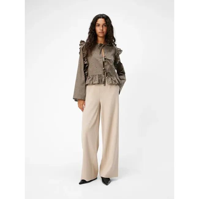 Object Lisa wide pants, humus/melange