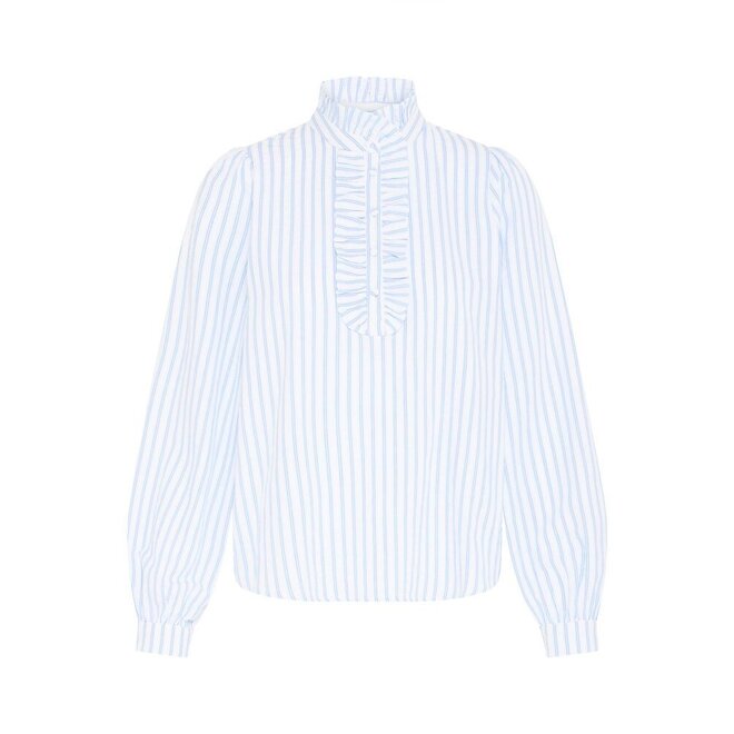 gestreepte blouse met accentkraag