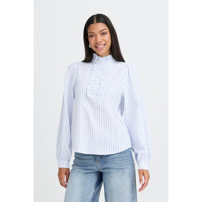 B.Young gestreepte blouse met accentkraag