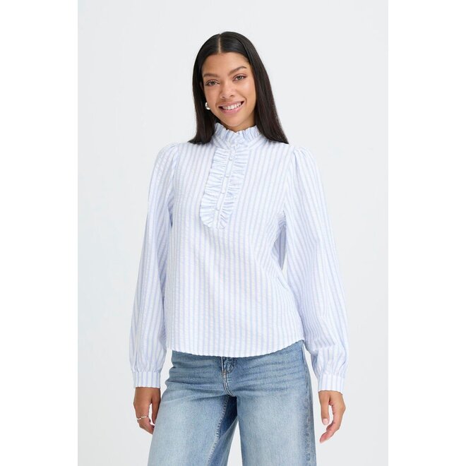 gestreepte blouse met accentkraag