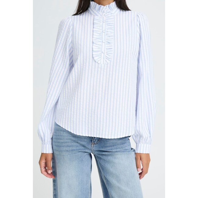 B.Young gestreepte blouse met accentkraag
