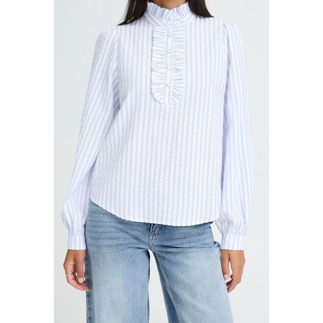 gestreepte blouse met accentkraag