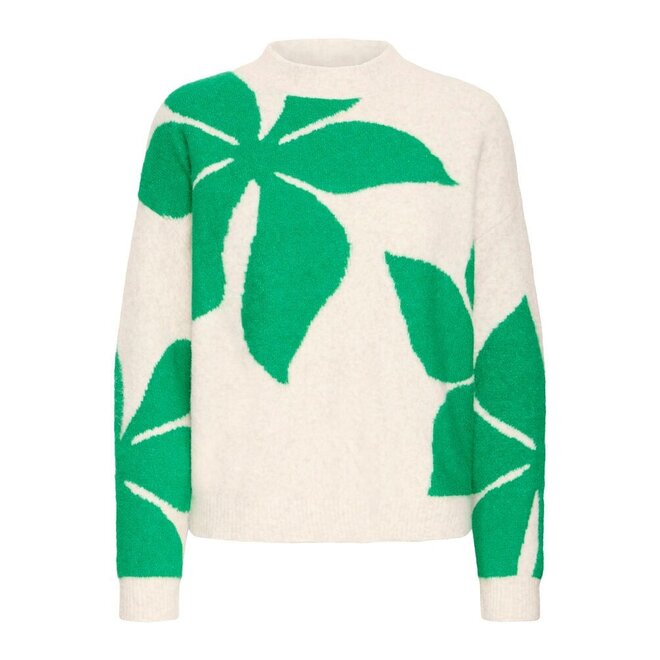 gebreide trui met bloemenmotief