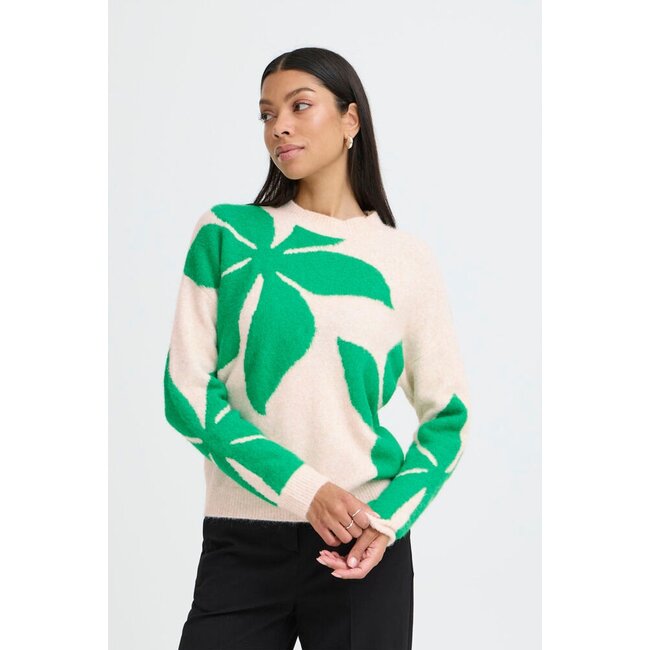 B.Young gebreide trui met bloemenmotief