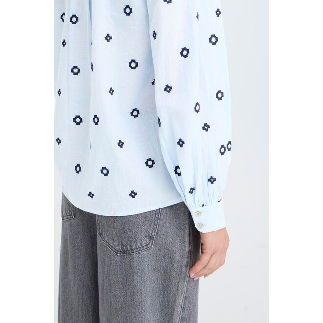 blouse met print lichtblauw