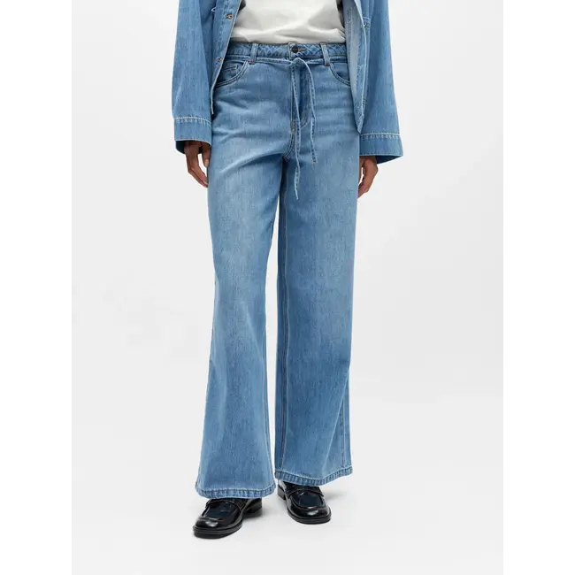 Object wide leg jeans met touwceintuur